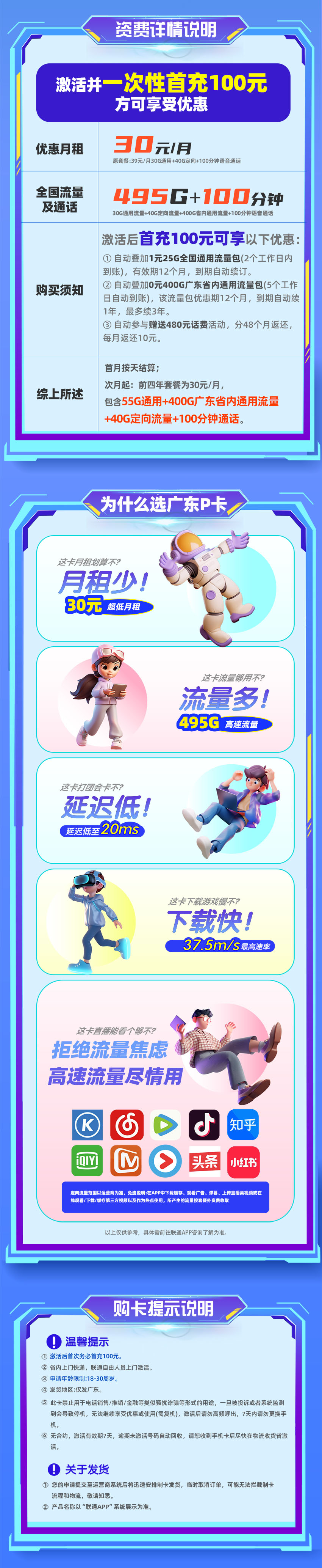 联通广东Plus卡30元/月55G通用+40G定向+400G省内流量+100分钟通话  第2张