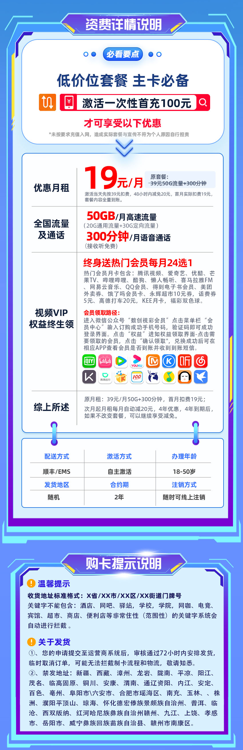 联通会员卡19元/月享20G通用+30G定向+300分钟通话+长期会员权益  第2张