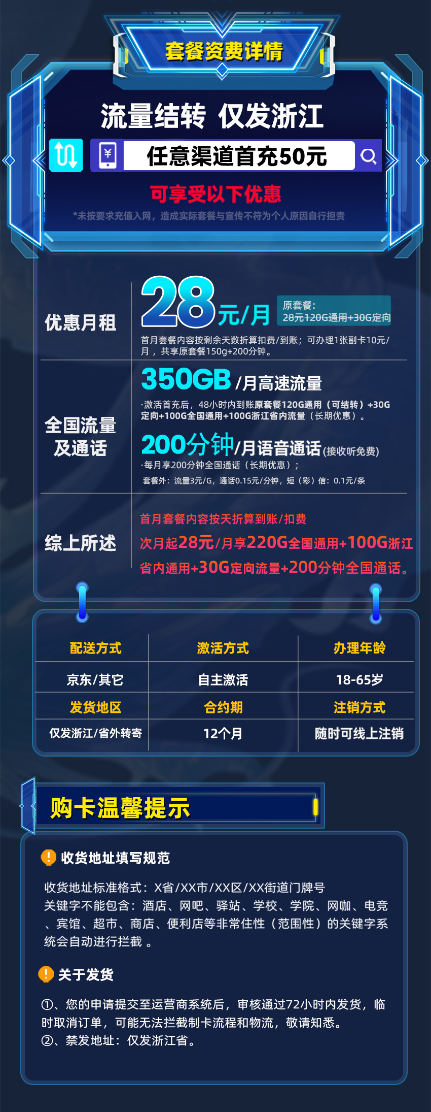 卡多多最新发布：广电浙江卡28元月享350G高速流量+200分钟通话  第2张