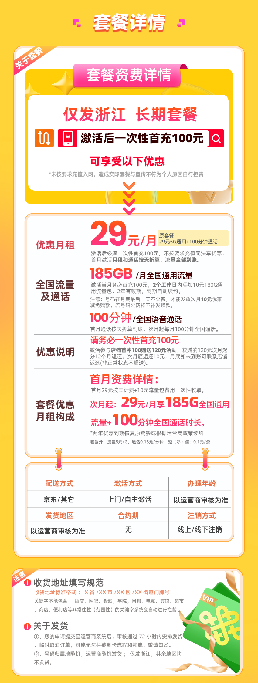 卡多多最新发布：联通哲王卡29元月享185G通用流量+100分钟通话  第2张