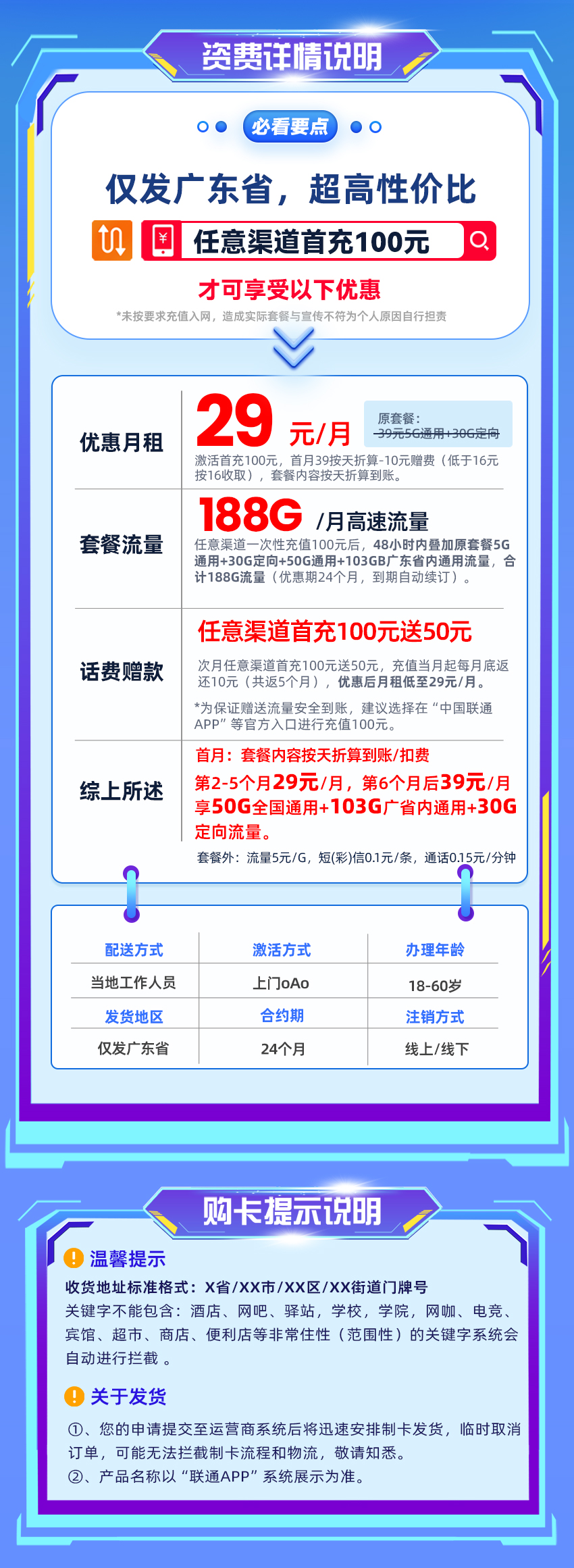 卡多多最新发布：联通广东卡1.5【29元月享188G流量】  第2张