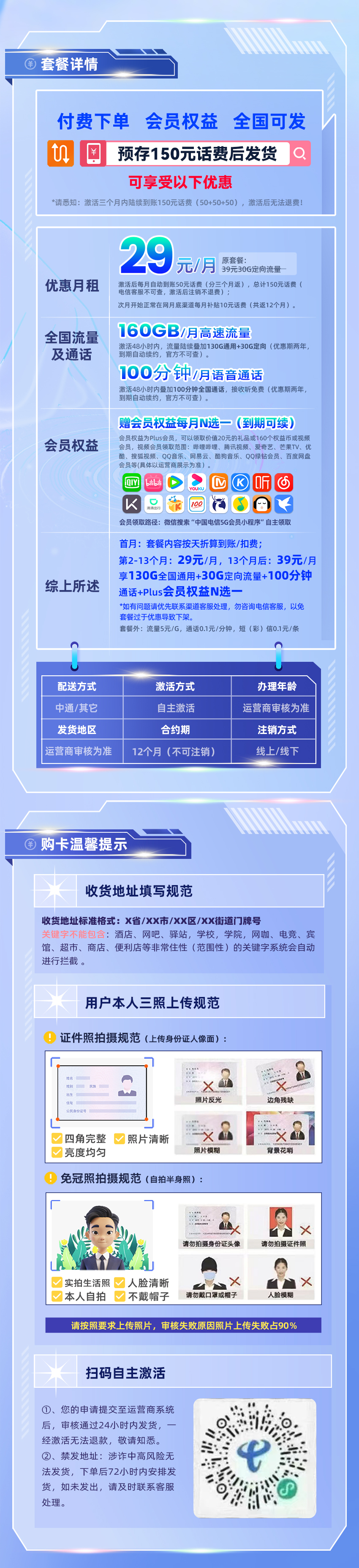 卡多多最新发布：电信超补卡29元/月享160G流量+200分钟通话+会员权益  第2张