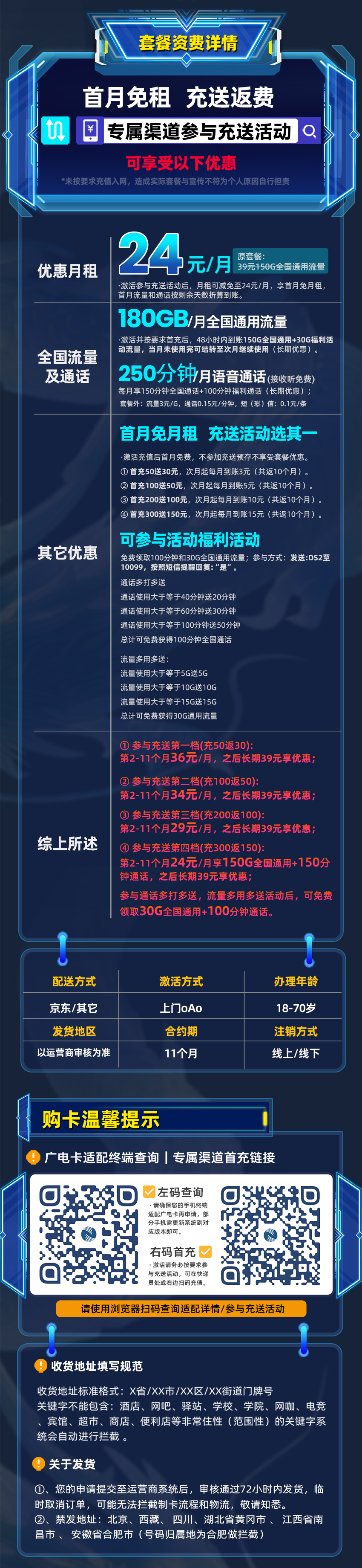 卡多多官方最新发布：广电双百卡2.0版24元/月享180G全国通用+250分钟全国通话  第2张